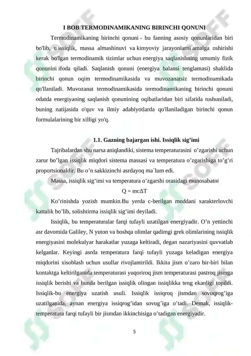 Termodinamikaning birinchi qonunini 4