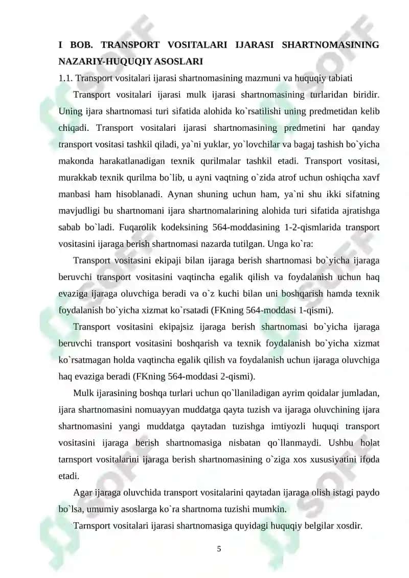 Transport Vositalari ijarasi shartnomasining fuqarolik huquqiy hususiyatlari 4
