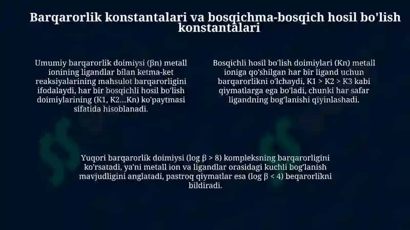 Kompleks hosil qilish reaksiyalarida muvozanat 4