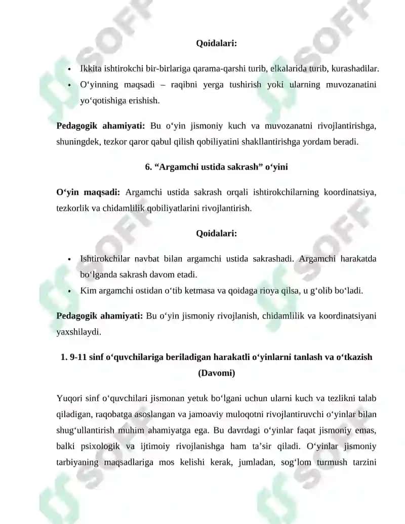 9-11-sinf o’quvchilari bilan tashkil qilinadigan harakatli o’yinlar 4