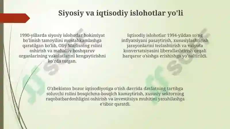 Oʻzbekistonning oʻziga xos istiqlol va taraqqiyot yoʻli 4
