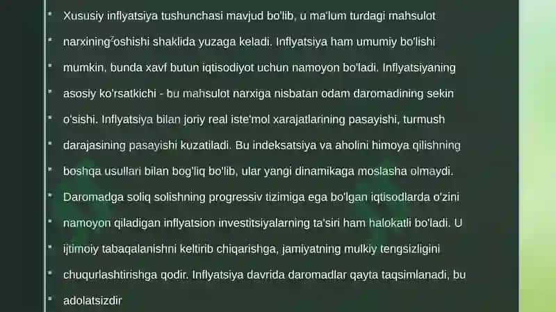 Inflyatsiya va unga qarshi kurashish yo’llari.Pul islohotlari 4