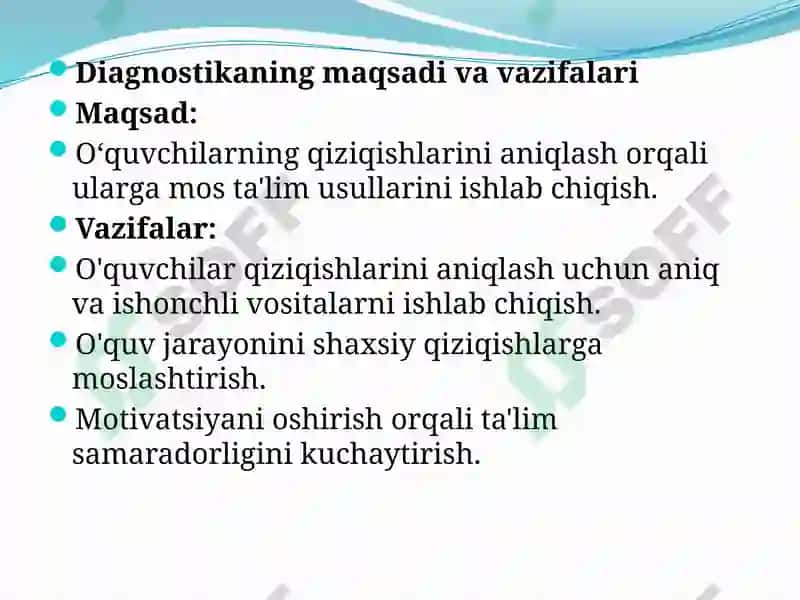 Qiziqishlarni aniqlash diagnostikasi 4