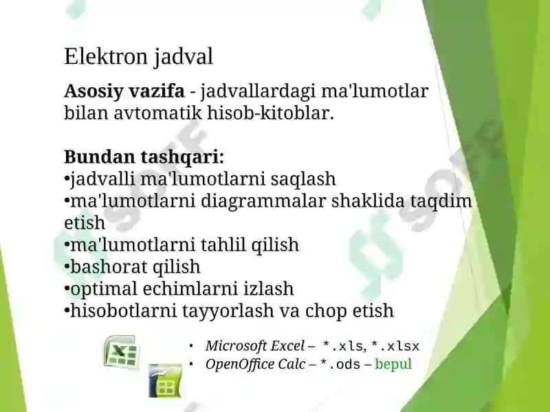 IQTISODIY MASALALARNI YECHISHDA JADVAL MUHARRIRLARIDAN FOYDALANISH 4