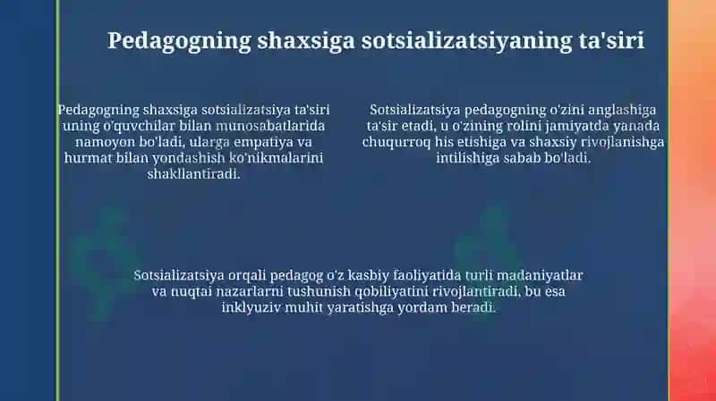 Tarbiyachish axsidaijtimoiylashtirishga oid kasbiy kompententlikni rivojlantirish 4