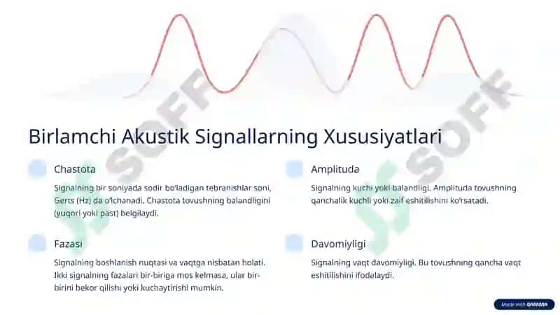 Аkustik signallar turlari. Birlamchi akustik signallar, ularning xususiyatlari 4