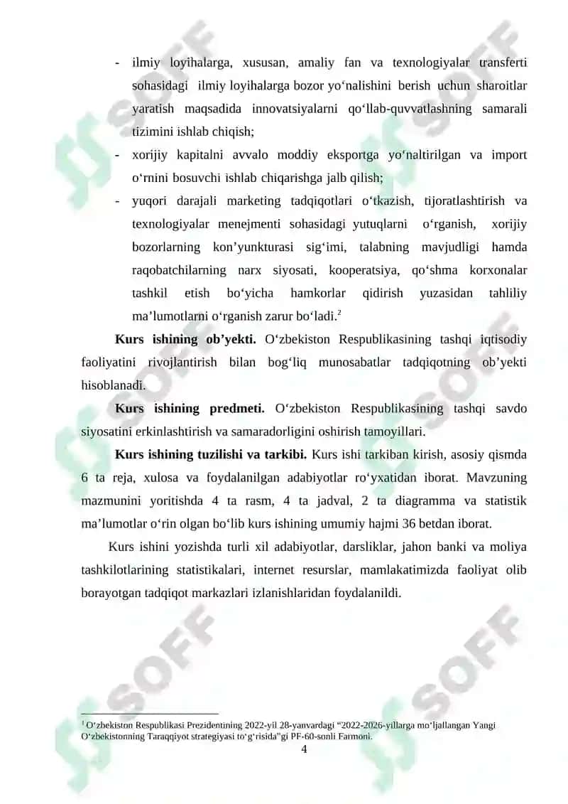 O'zbekiston tashqi savdo siyosatini erkinlashtirish va samaradorligini oshirish yo'llari 4