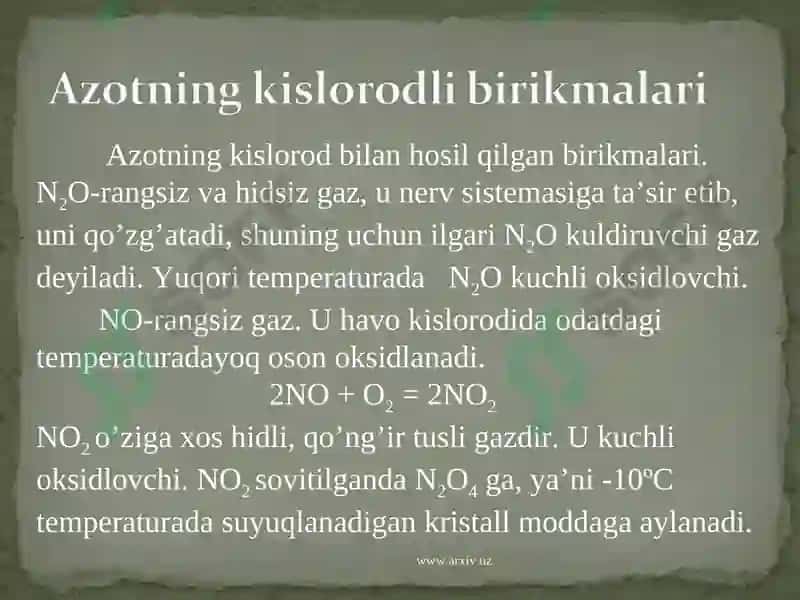 Azotning xossalari 4