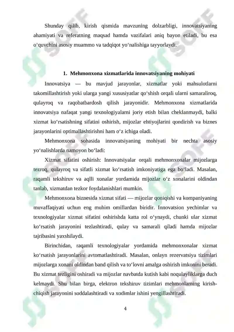 Mehmonxona xizmatlarini innovatsion rivojlanishi 4