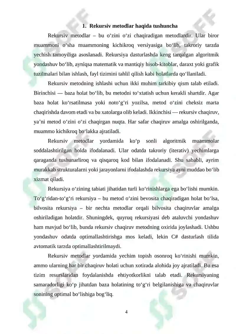 C# dasturlash tilida rekursiv metodlar va lokal funksiyalardan foydalanish 4