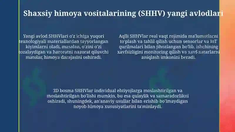 Mehnatni muhofaza gilishning zamonaviy texnika, texnologiyalari 4