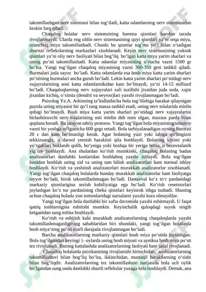 Ontogenezning ilk bosqichlarida insonning psixik rivojlanishiga xos xususiyatlar 4