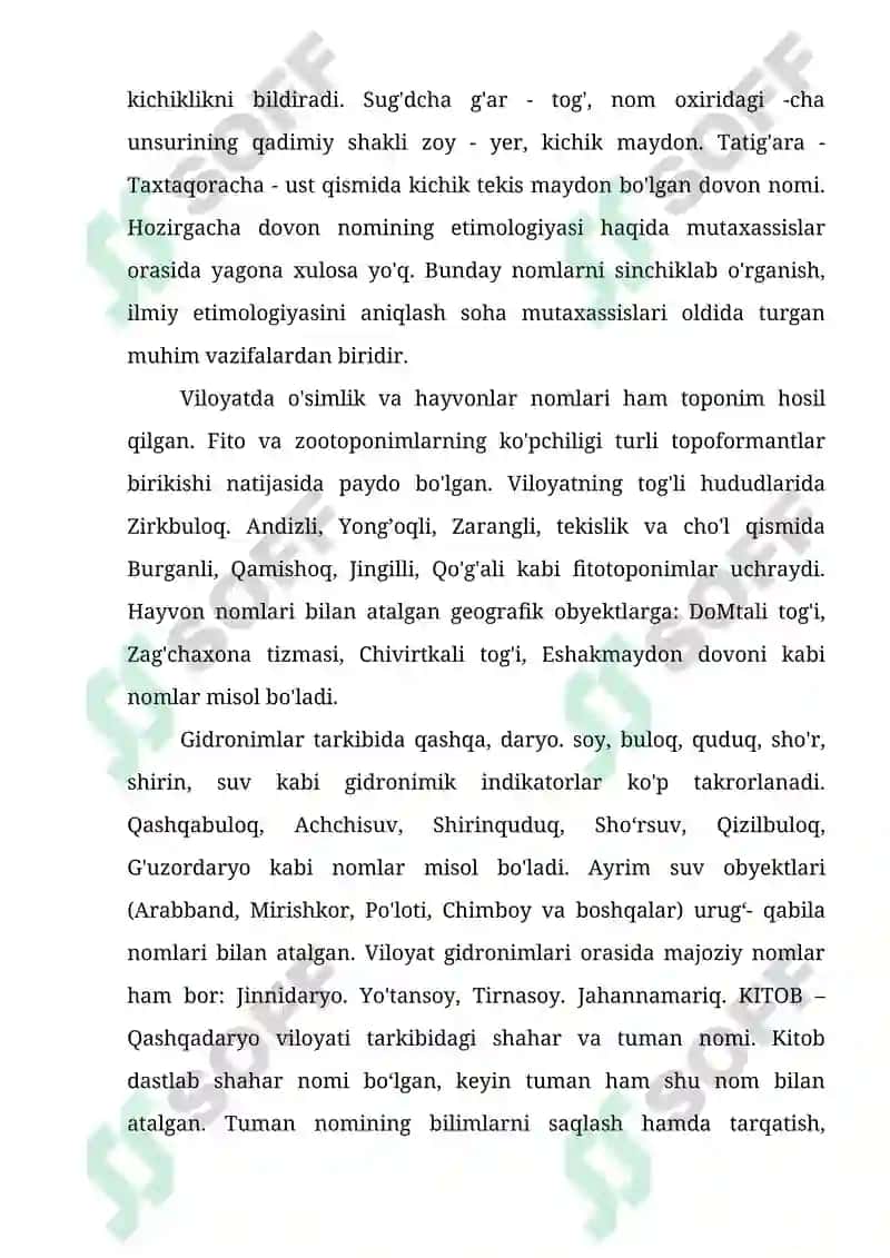 Mustaqil ish. Qashqadaryo viloyati joy nomlari va ularning ma`nosi. 4