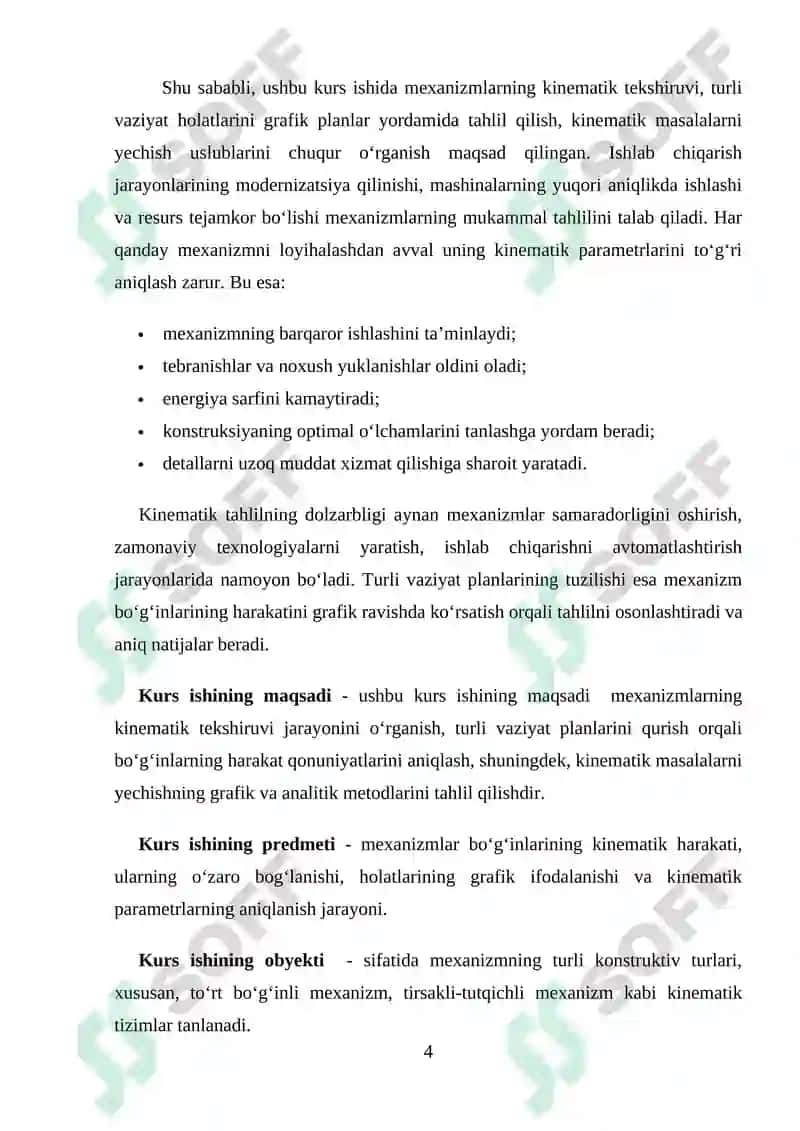 MEXANIZMLARNING KINEMATIK TEKSHIRISH MASALALARI VA METODLARI, MEXANIZMLARNING TURLI VAZIYAT PLANLARI 4