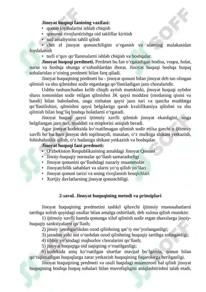 Jinoyat huquqi tushunchasi, vazifasi, prinsiplari va tizimi 4