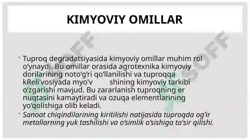 Tuproqlarni degradatsiyaga olib keluvchi omillar 4