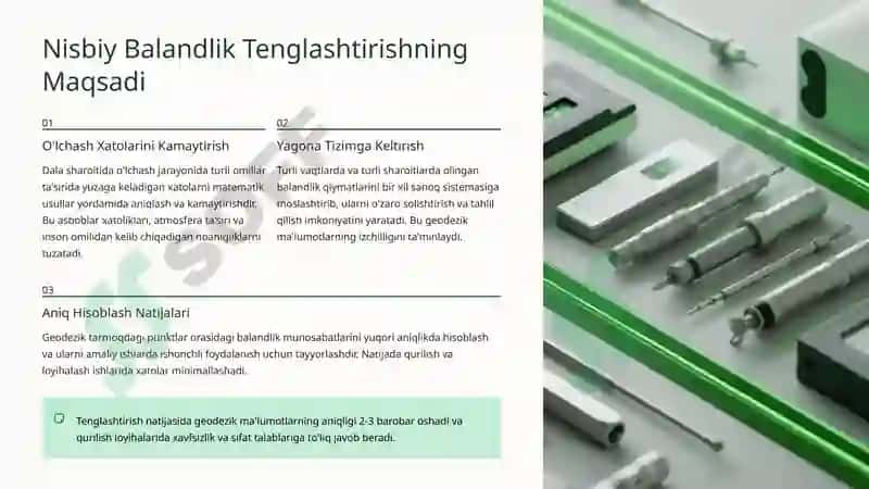 Geodezik To'rtburchak Punktlari Nisbiy Balandligini Tenglashtirish 4