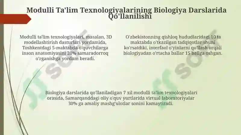 Biologiya Darslarida Modulli Ta'lim Texnologiyalari 4