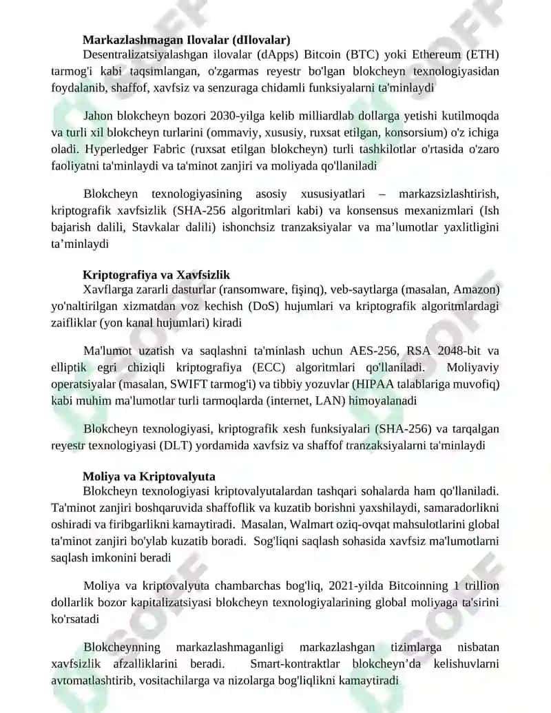 Blokcheyn texnalogiyasi va uning qoʻlanilishi 4