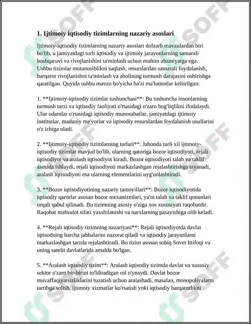 Ijtimoiy Iqtisodiy Tizimlar va Ularning Ondozolari 4