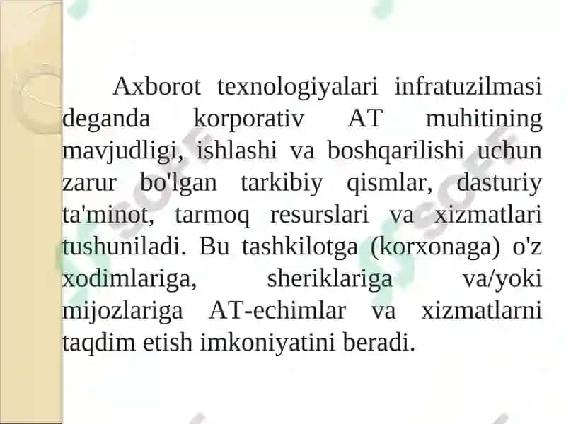 AXBOROT TEXNOLOGIYALAR INFRATUZILMASI VA YANGI TEXNOLOGIYALAR 4