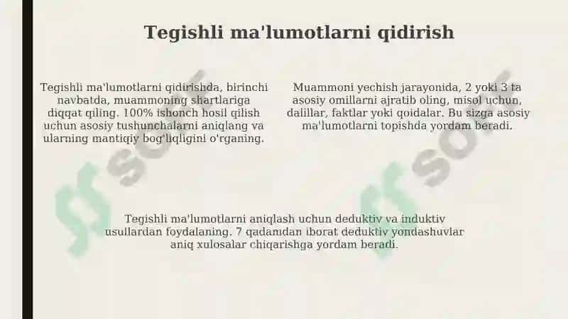 Mantiqiy fikrlash muammosi yechish 4