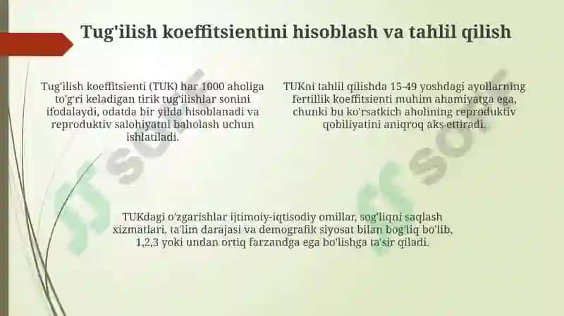 Demografik ko'rsatkichlarni hisoblash 4