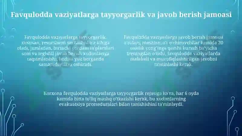 Favqulodda vaziyatlarda ishchilarni muhofaza qilish 4