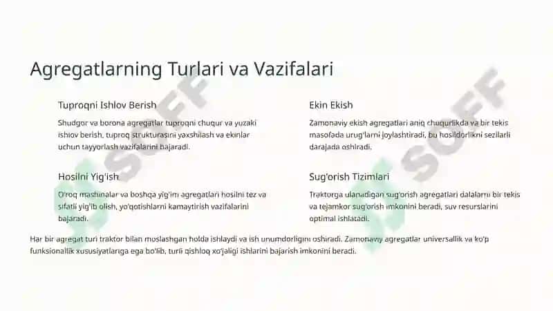 Zanjirli Traktor va Qishloq Xo'jaligi Agregatlari: Umumiy Dinamika 4