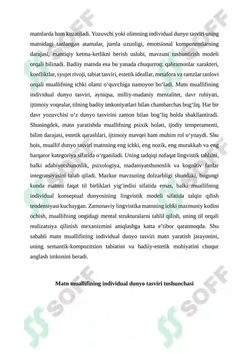 Matn muallifining individual dunyo tasviri 4