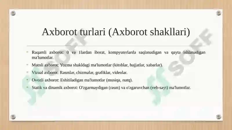 Axborot turlari axborot manbalari va axborot soxiblari 4