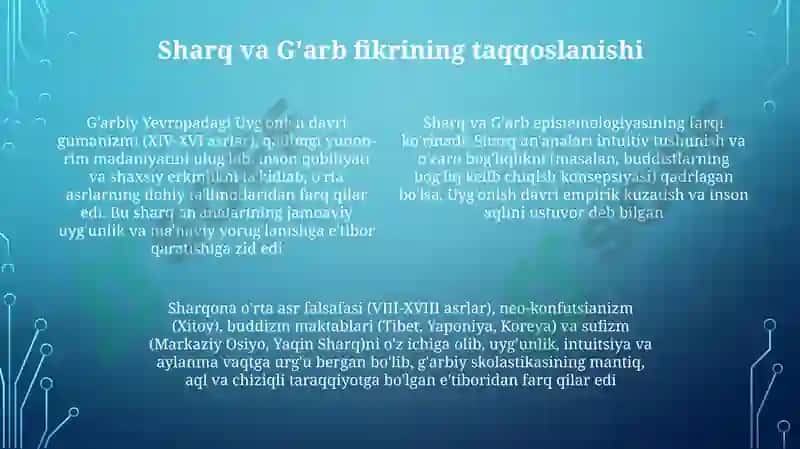 O'rta asr Islom ilm-fani va Uyg'onish davri fanlari 4