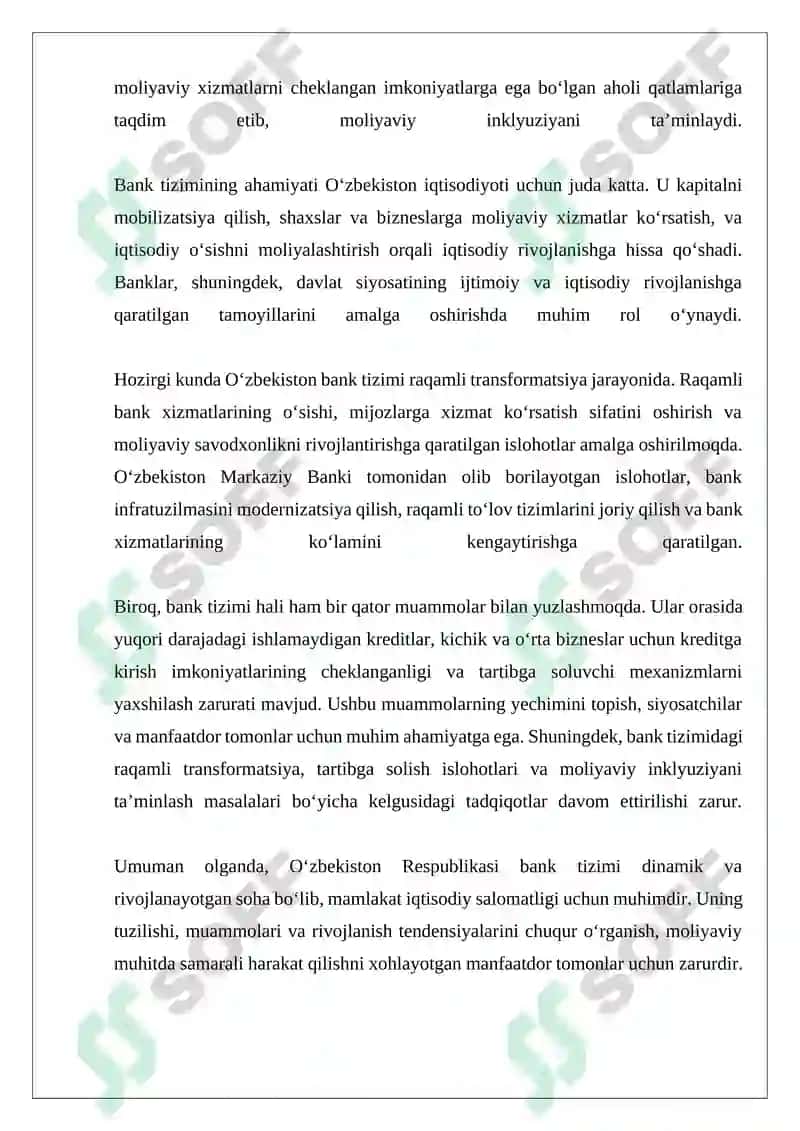 O'zbekiston Respublikasi Bank Tizimi va Uning Tarkibi 4