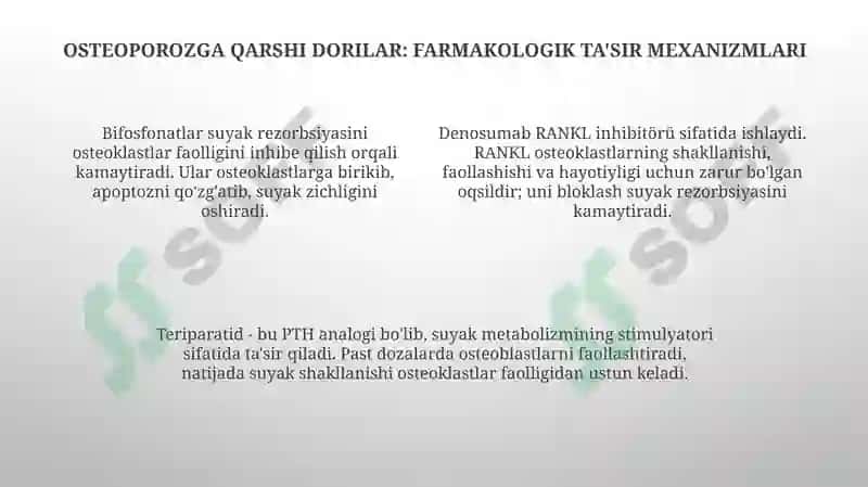 Osteoporoz va semirishga qarshi dorilar 4