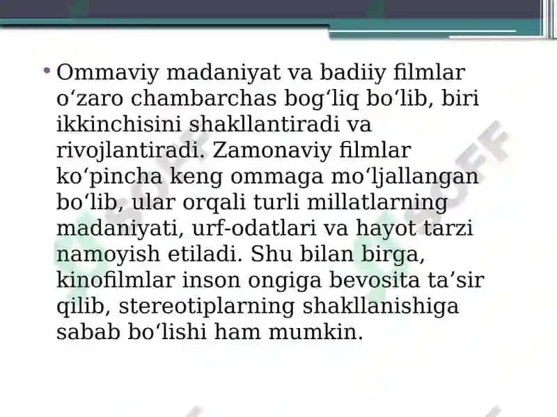 Badiiy filmlar va ommaviy ma'daniyat 4