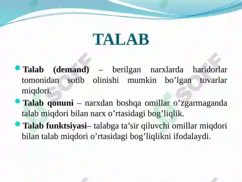 Talab va Taklif Qonunlari 4