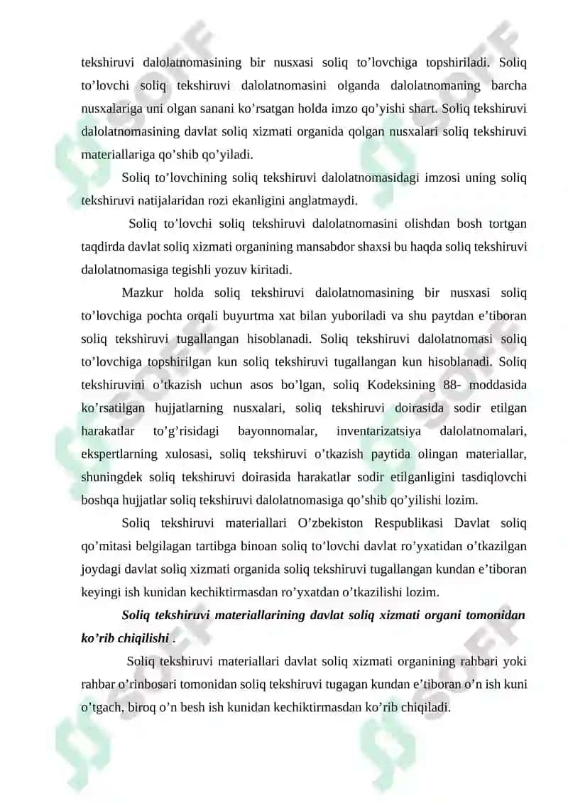Soliq tekshiruvlari natijalari va ularni rasmiylashtirish tartibi 4