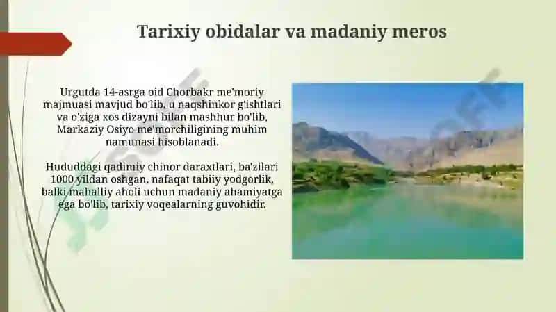 Urgutning turistik diqqatga sazovor joylari va salohiyati 4