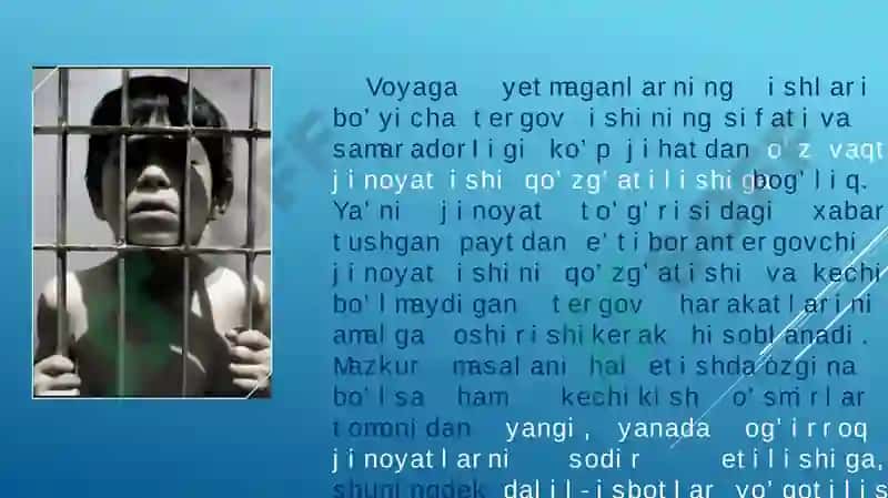Voyaga yetmaganlar jinoyatini tergov qilish  uslubiyoti 4