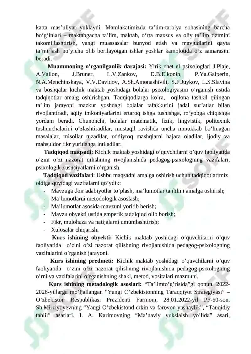KICHIK MAKTAB YOSHIDAGI O’QUVCHILARNI O’QUV  FAOLIYATIDA O’ZINI O’ZI NAZORAT QILISHNING RIVOJLANISHI 4