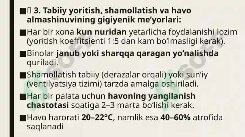 Loyiha materiallari bo‘yicha davolash–profilaktika muassasalarini gigiyenik 4