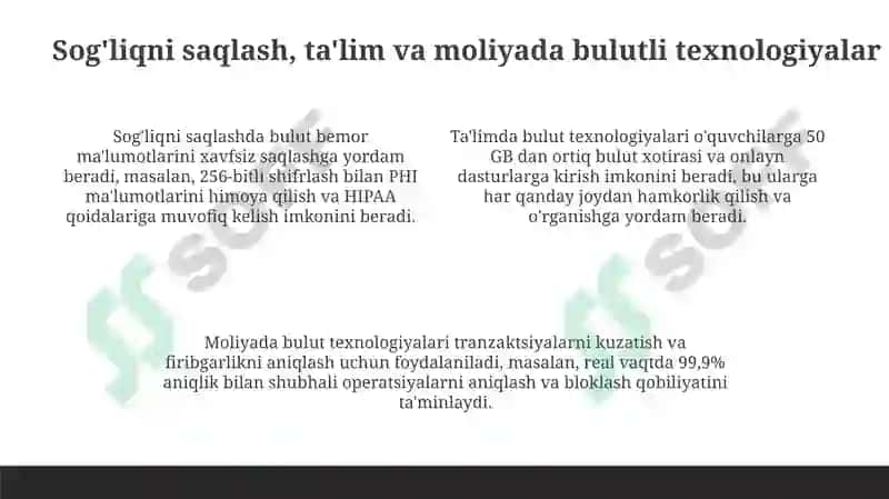 Bulutli texnologiyalarning mohiyati va afzalliklari 4