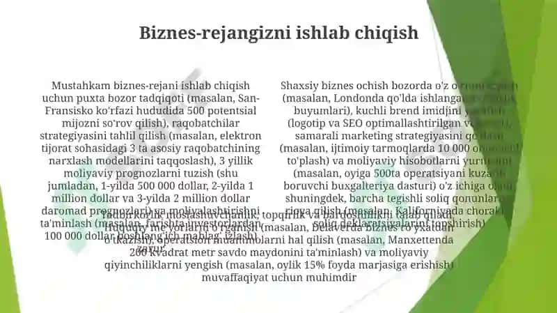 Tadbirkorlik va shaxsiy biznesni tashkil etish 4