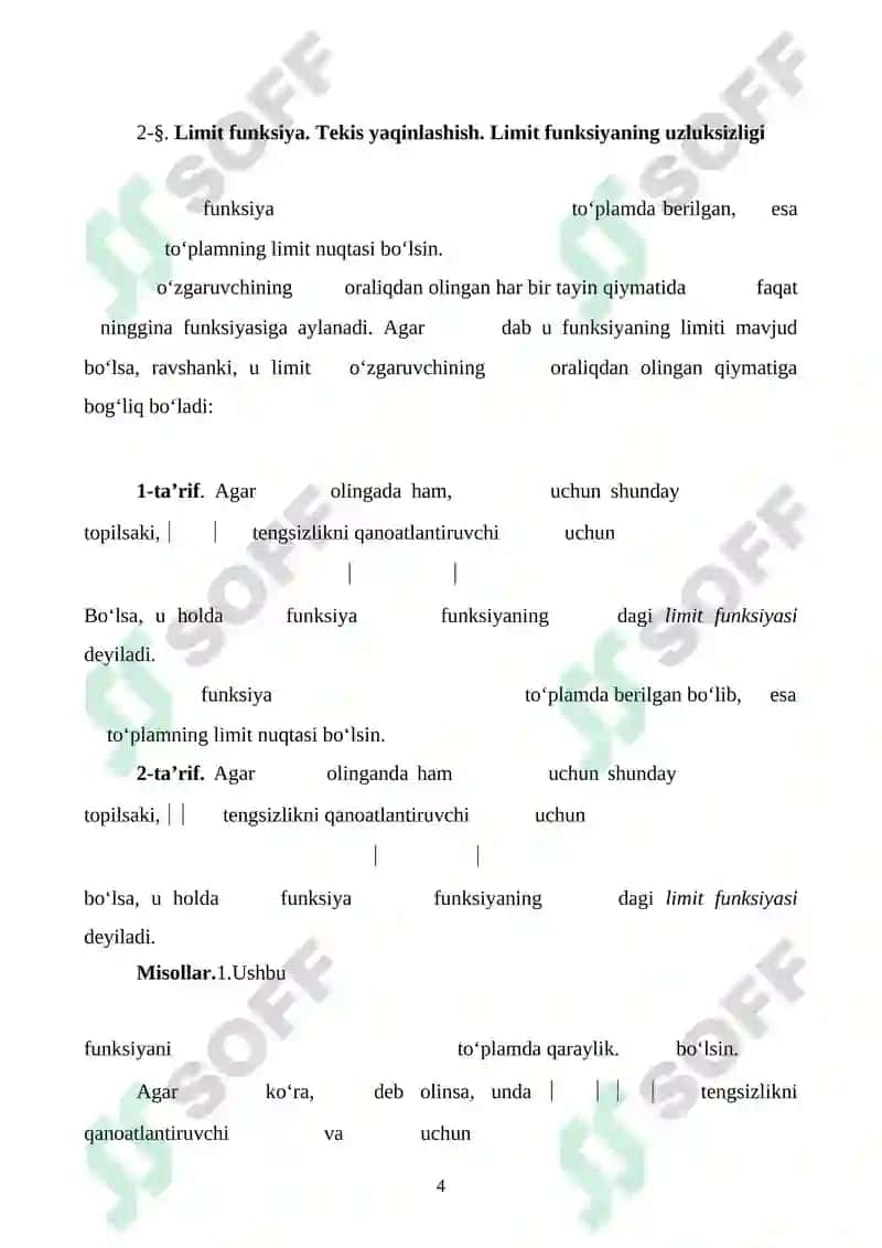 Parametrga bog'liq xosmas integrallar va ularning xossalari. 4