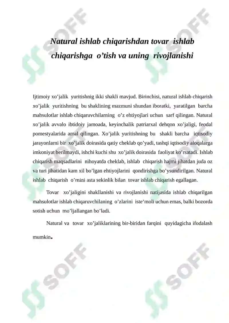 Tovar-pul munosabatlari rivojlanishi 4