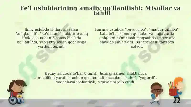 Fe'lning vazifaviy shakllari uslubiyati 4