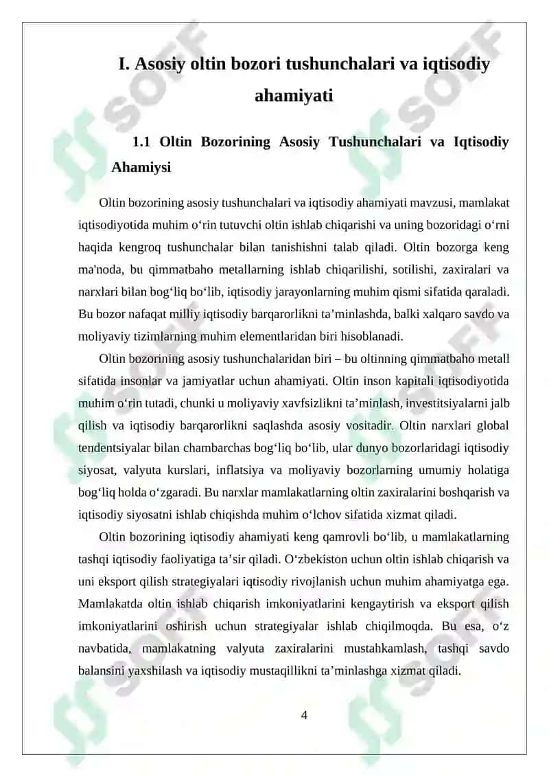 Oltin bozorining mamlakat iqtisodiyotiga ta’siri va rivojlanish strategiyalari 4