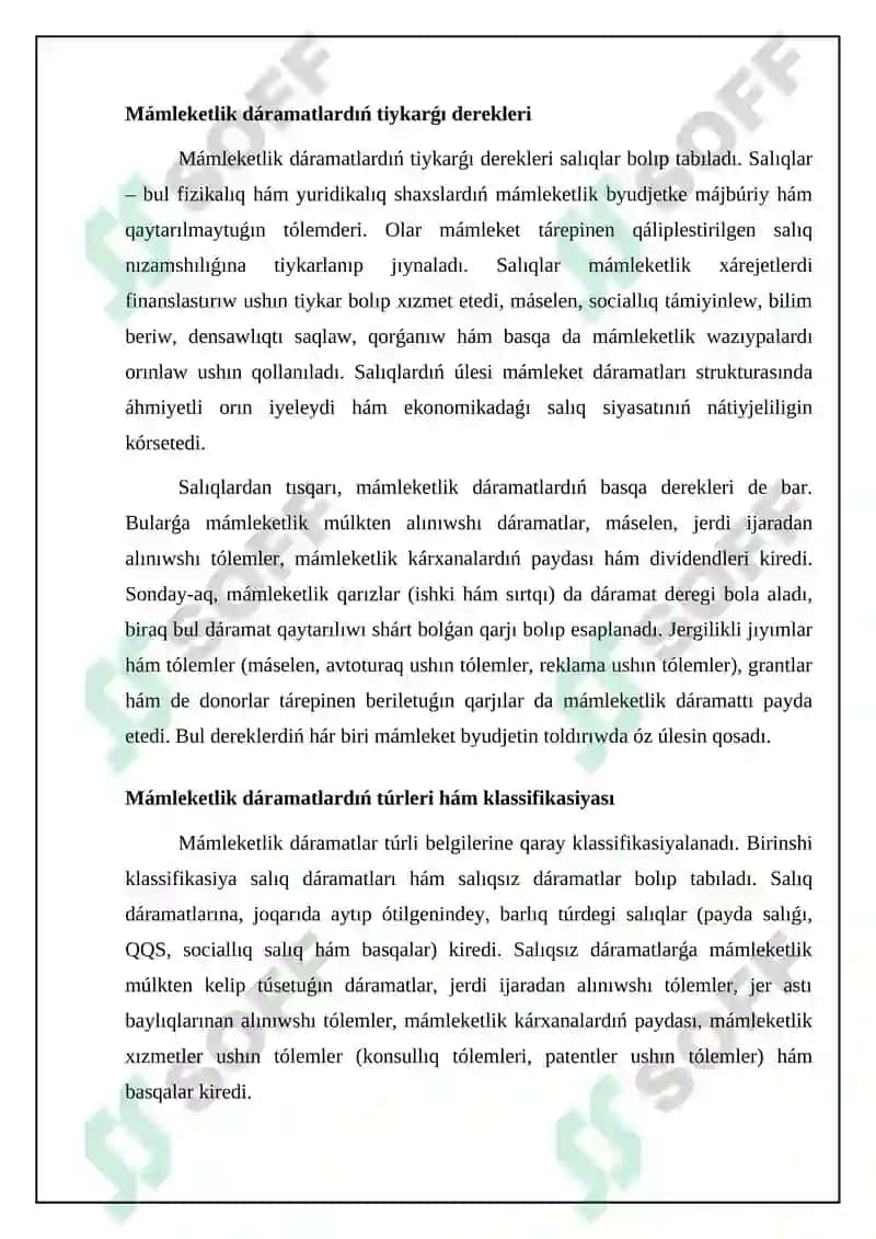 Mámleketlik dáramat: derekleri hám túrleri 4