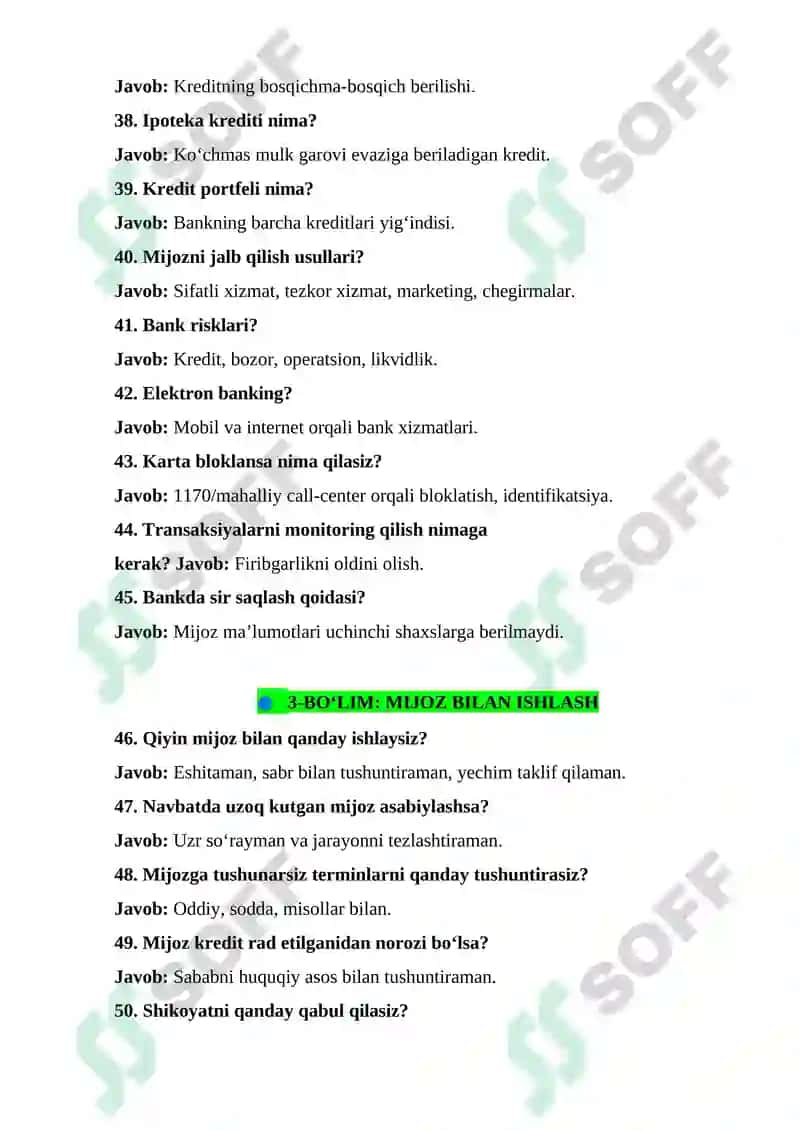 BANKLARGA ISHGA KIRISH UCHUN YURIQNOMA 4