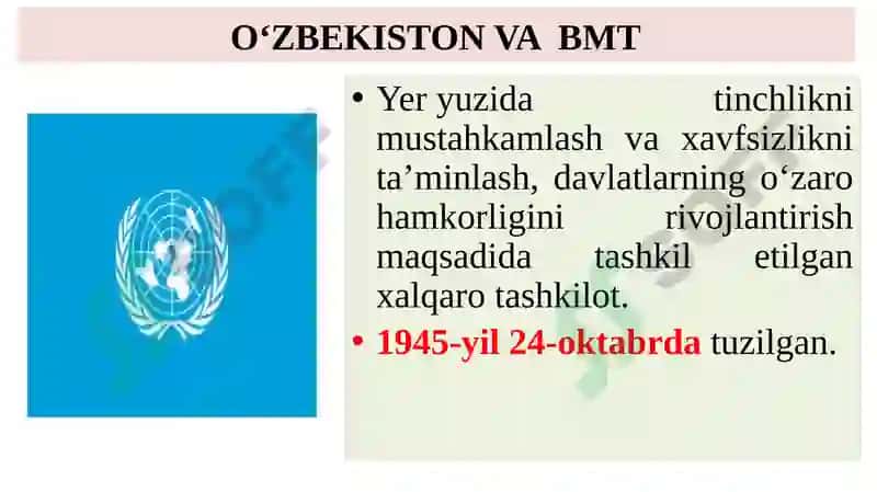 O`ZBEKISTONNING JAHON HAMJAMIYATIGA QO’SHILISHI 4